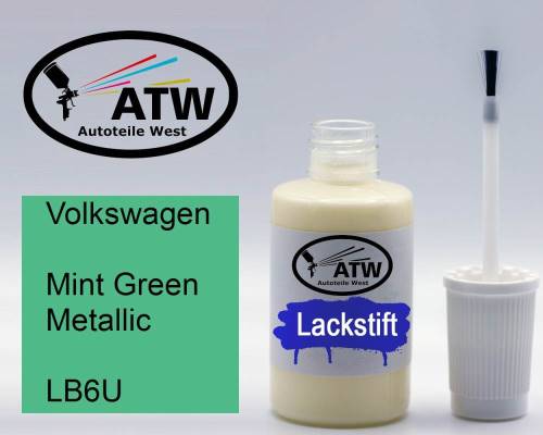 Volkswagen, Mint Green Metallic, LB6U: 20ml Lackstift, von ATW Autoteile West.